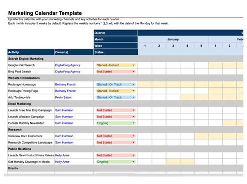Marketing Calendar Template | Growth Business Templates